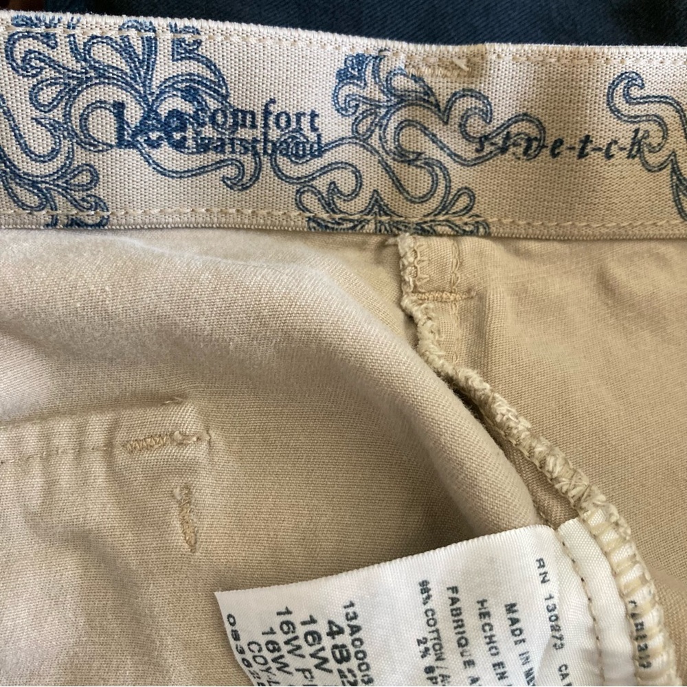 5/$15 Lee Comfort Waistband Light Khaki Tan Pants 16W PETITE - Picture 5 of 11